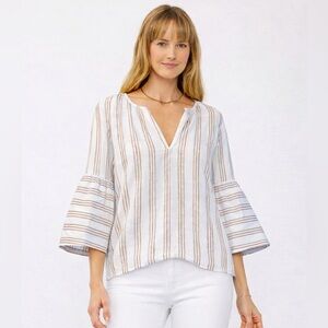 Worth New York size small beachy cotton tunic blouse with bell sleeves